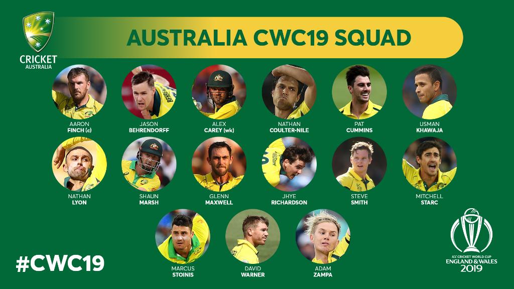 ICC Cricket World Cup 2019 Australia Full Squads