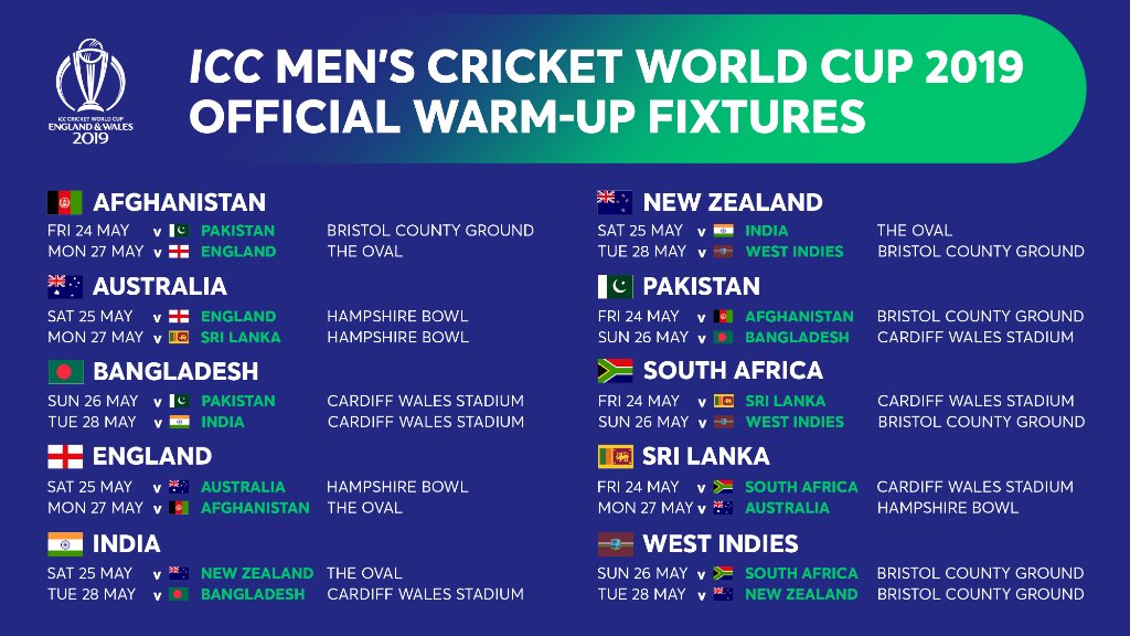 ICC Cricket World Cup 2019: Warm-Up Fixtures Released, Here's The Full Schedule