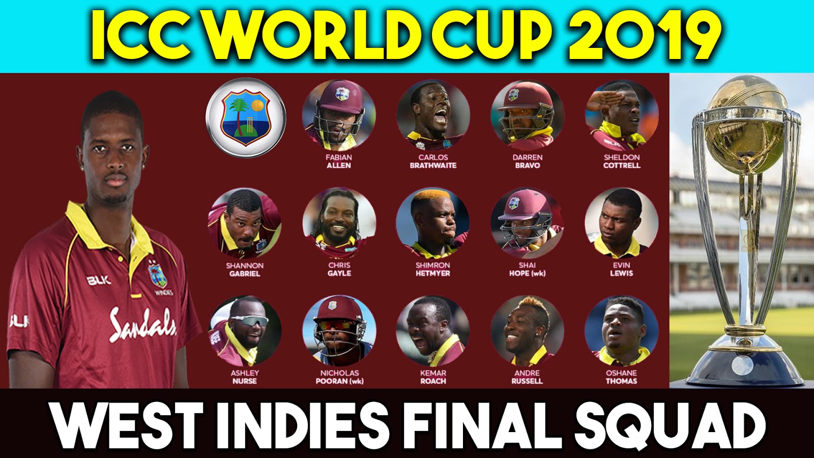 ICC World Cup 2019 West Indies Squad, Fixtures, Statistics, Prediction