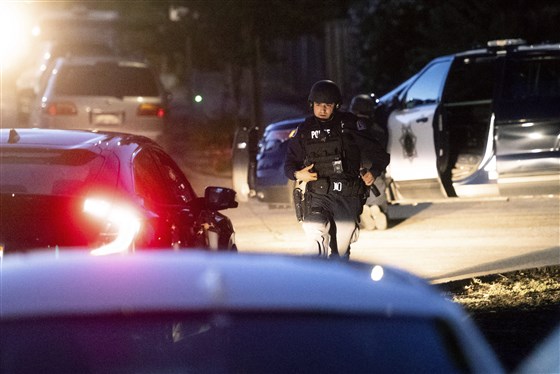 Police work the scene after a deadly shooting at the Gilroy Garlic Festival in Northern California on Sunday, July 28, 2019.Noah Berger / AP